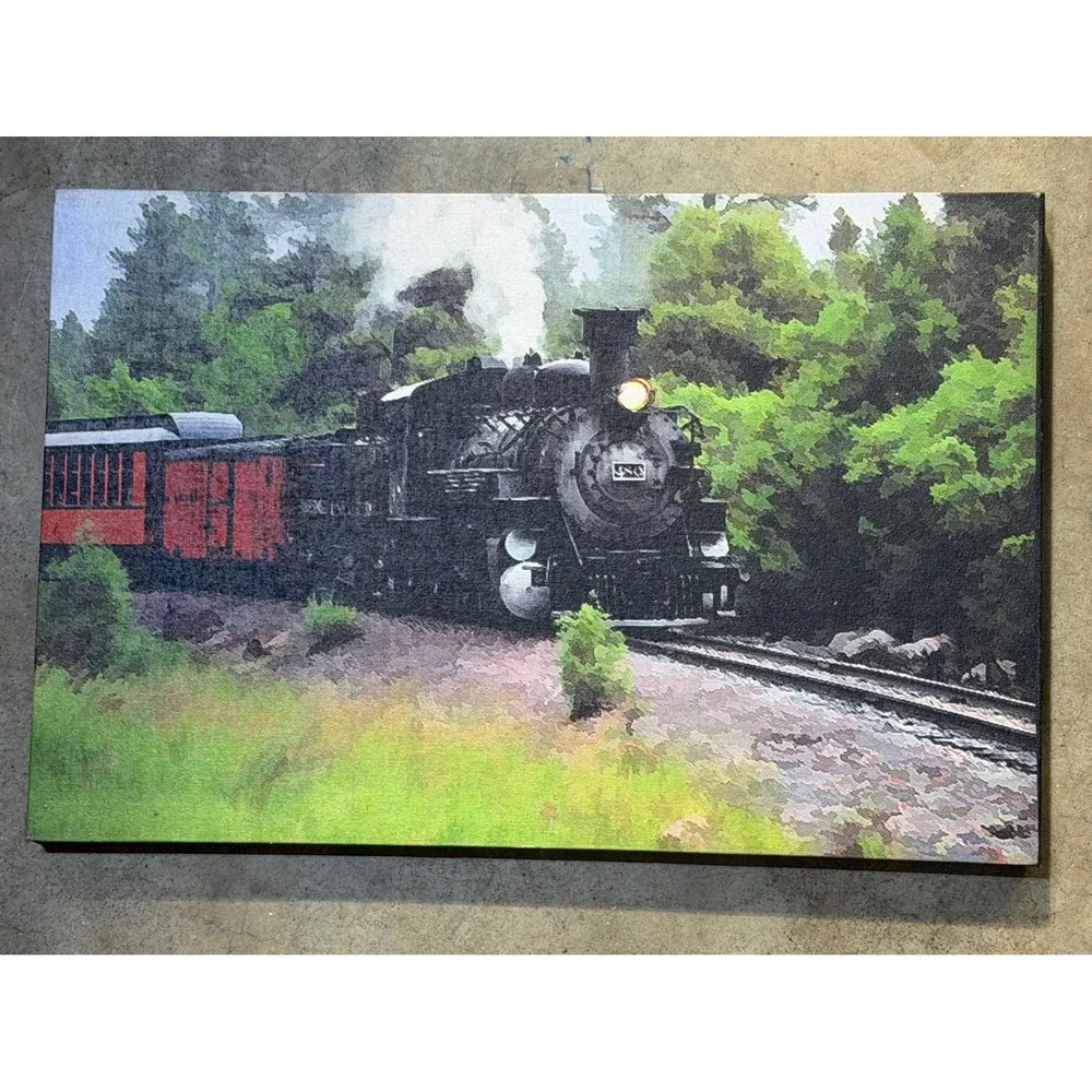 Pennels Country Collection LED Light Up Framed Train Art Picture Accent Decor